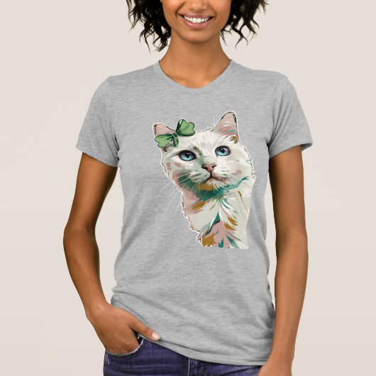 Kleeblatt Katze mit blauen Augen T-Shirt (Vorderseite)