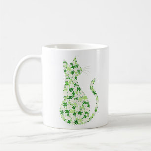 Kleeblatt Katzen-Silhouette - St. Patrick's Day Pa Kaffeetasse
