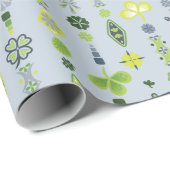 Kleeblatt Kleber Blumenmuster Minimalistisches Mus Geschenkpapier (Rolleneckpunkt)