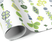 Kleeblatt Kleber Blumenmuster Minimalistisches Mus Geschenkpapier (Rolleneckpunkt)