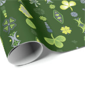 Kleeblatt Kleber Blumenmuster Minimalistisches Mus Geschenkpapier (Rolleneckpunkt)