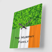Kleeblatt-Klee-Grün-irische Flagge Irland Quadratische Wanduhr (Winkel)