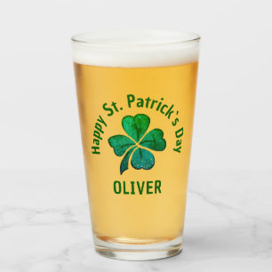 Kleeblatt Klee Grün St. Patrick`s Tag Glas