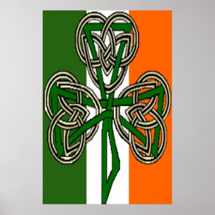 Kleeblatt-Knoten-Kreuz-Flaggen-Plakat-Druck Poster