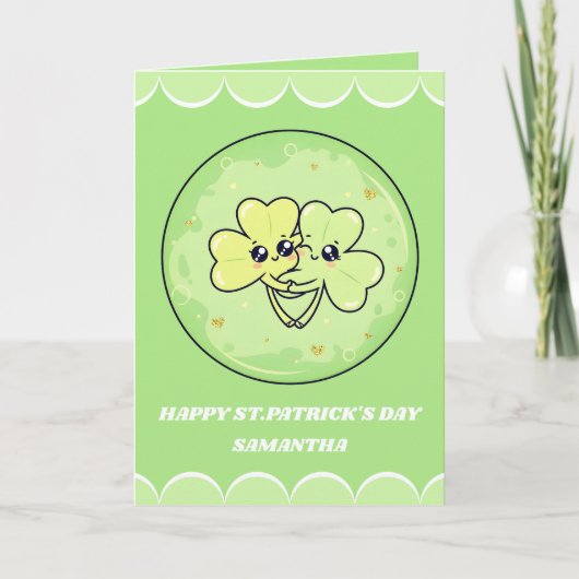 Kleeblatt Kuschelt St. Patrick's Day Karte (Vorderseite)
