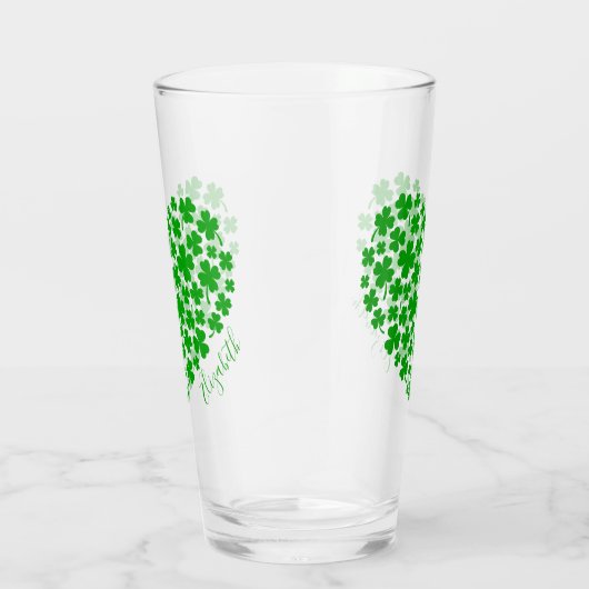 Kleeblatt Leaf Clover Green Heart St Patrick's Day Glas (Rechts)