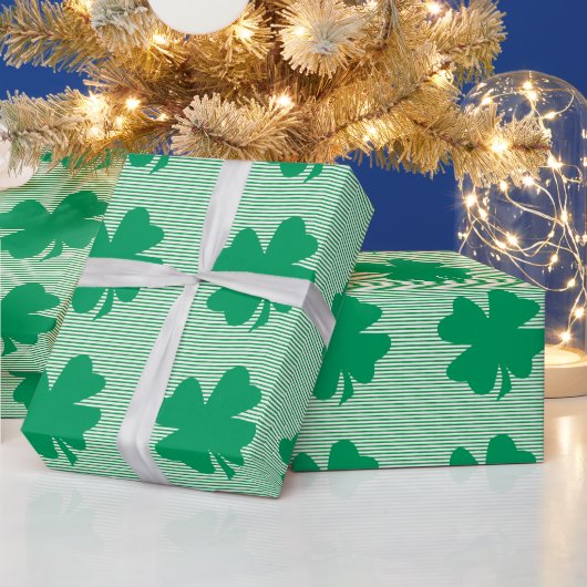 Kleeblatt Leaf Green Stripes St Patrick's Day 2024 Geschenkpapier (Feiertage)