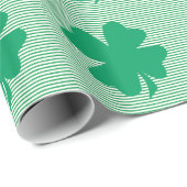 Kleeblatt Leaf Green Stripes St Patrick's Day 2024 Geschenkpapier (Rolleneckpunkt)