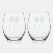 Kleeblatt Leaf Monogram St Patrick's Day Geschenk Weinglas Ohne Stiel (Rückseite)