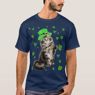 Kleeblatt Leprechaun Cat St Patricks Day Irish T-Shirt