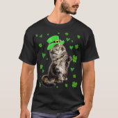 Kleeblatt Leprechaun Cat St Patricks Day Irish T-Shirt (Vorderseite)