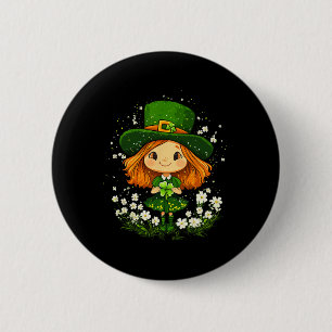 Kleeblatt Leprechaun Girls St Patricks Day L Button