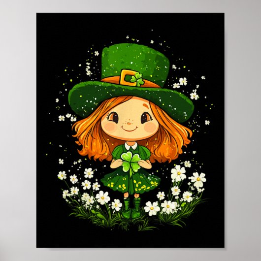 Kleeblatt Leprechaun Girls St Patricks Day L Poster (Vorne)