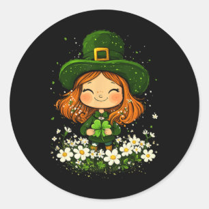 Kleeblatt Leprechaun Girls St Patricks Day L Runder Aufkleber