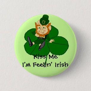 Kleeblatt Leprechaun - Kiss Me I'm Feelin Irish Bu Button
