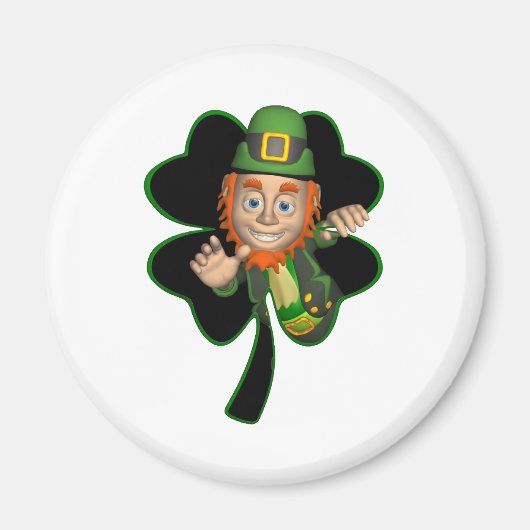 Kleeblatt Leprechaun Magnet (Vorne)