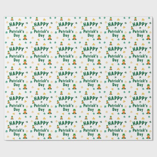Kleeblatt Leprechaun Patrick's Day Geschenkpapier (Flach)