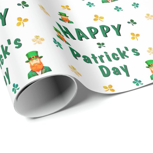 Kleeblatt Leprechaun Patrick's Day Geschenkpapier (Rolleneckpunkt)