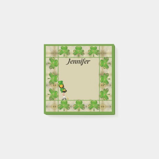 Kleeblatt Leprechaun Post-It-It-Notes Post-it Klebezettel (Vorderseite)