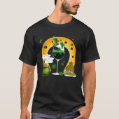 Kleeblatt Leprechaun Weinglas lustig St Patricks D T-Shirt (Vorderseite)