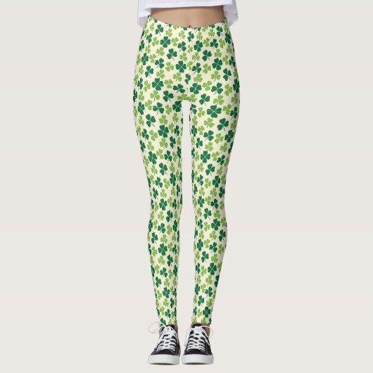 Kleeblatt Lucky Clover Pattern St Patrick's Day Leggings (Vorderseite)