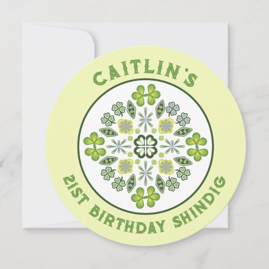 Kleeblatt Mandala 21. Geburtstag Party Einladung (Vorderseite)