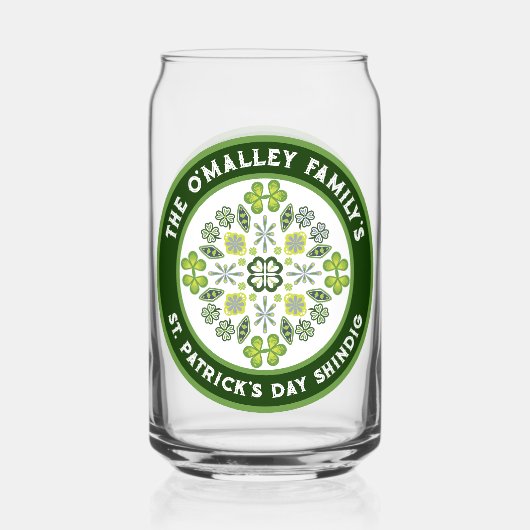 Kleeblatt Mandala St. Patrick's Day Family Party Dosenglas (Vorderseite)