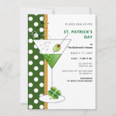Kleeblatt martini St Patricks Day Party Einladung (Vorderseite)