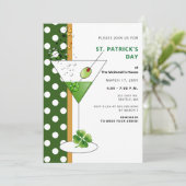 Kleeblatt martini St Patricks Day Party Einladung (Stehend Vorderseite)