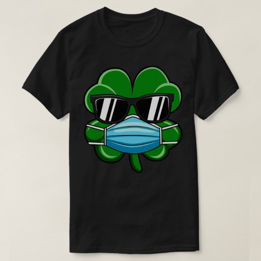 Kleeblatt mit Gesichtsmaske St Patricks Tagesgesch T-Shirt (Design vorne)