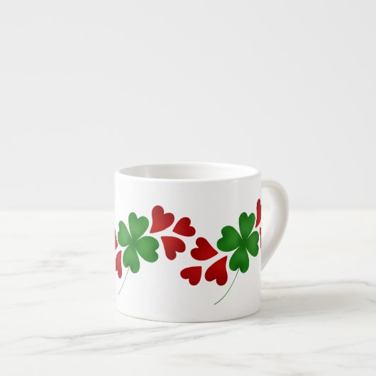 Kleeblatt mit Herzen Espressotasse (Vorderseite Rechts)