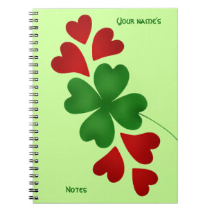 Kleeblatt mit Herzen Notizblock