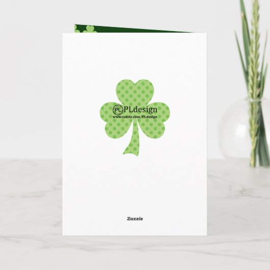 Kleeblatt mit Polka dots St. Patrick's Day Karte (Rückseite)