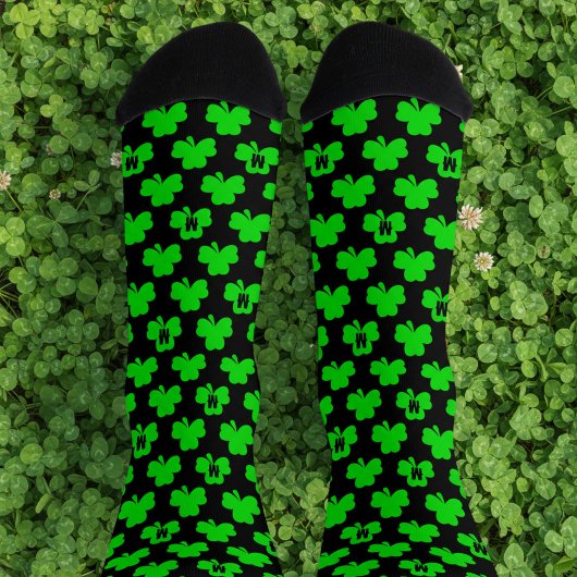 Kleeblatt Monogram Black St Patrick's Day Socks Socken