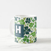Kleeblatt-Monogramm St. Patrick`s Day Kaffeetasse (Vorderseite Links)