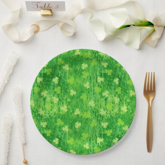 Kleeblatt Muster - Irish Clover - Papierplatte Pappteller (Hochzeit)
