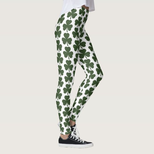 Kleeblatt-Muster Karo Dunkelgrün Leggings (Rechts)