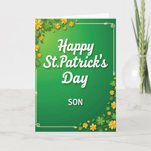 Kleeblatt-Muster Sohn St. Patrick Karte (Vorderseite)