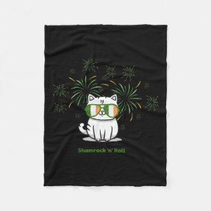 Kleeblatt N Roll Cat St Patricks Day Men Women Kid Fleecedecke