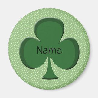 Kleeblatt Name Round Magnet Template - Irisch grün