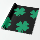 Kleeblatt Pattern Black Green St Patrick's Day 202 Geschenkpapier (Ungerollt)