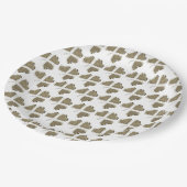 Kleeblatt Pattern Irish Clover Irland Gold Elegant Pappteller (Schrägansicht)