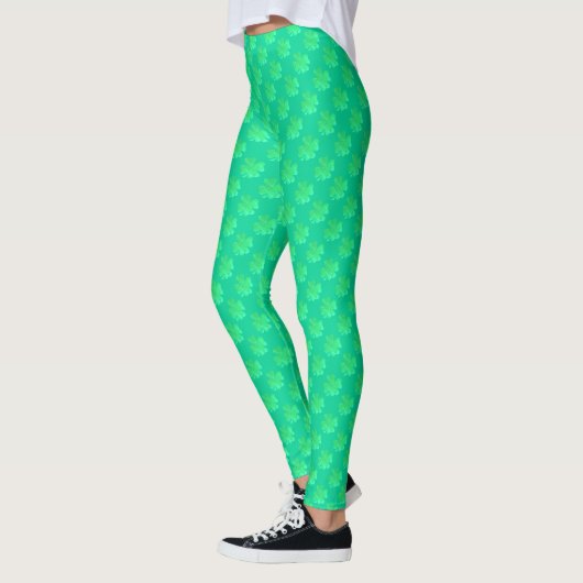 Kleeblatt Pattern St Patricks Day Light Green Girl Leggings (Links)