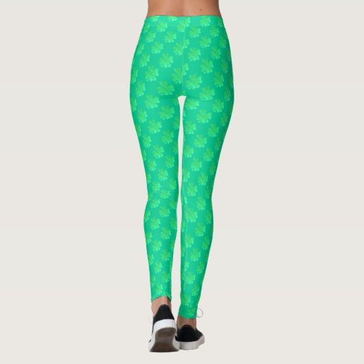 Kleeblatt Pattern St Patricks Day Light Green Girl Leggings (Rückseite)