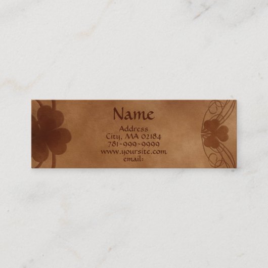 Kleeblatt-Pergament-Gewohnheit KRW elegante Mini Visitenkarte (Vorderseite)