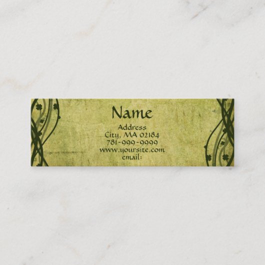 Kleeblatt-Pergament-Gewohnheit KRW grüne keltische Mini Visitenkarte (Vorderseite)