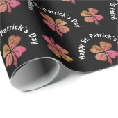 Kleeblatt Pink Black St Patrick`s Day Geschenkpapier (Rolleneckpunkt)