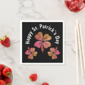 Kleeblatt Pink Black St Patrick`s Day Serviette (Beispiel)