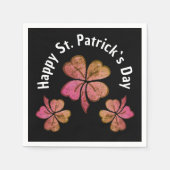 Kleeblatt Pink Black St Patrick`s Day Serviette (Vorderseite)
