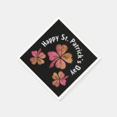 Kleeblatt Pink Black St Patrick`s Day Serviette (Ecke)